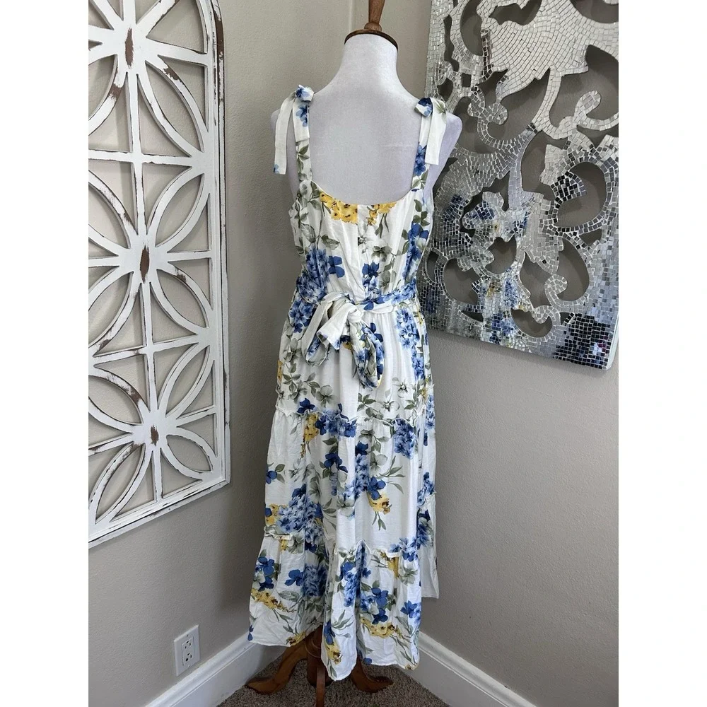 Kate And Lily SIZE 6 Cottagecore Feminine Floral Tiered Midi Sleeveless Dress - Picture 6 of 9